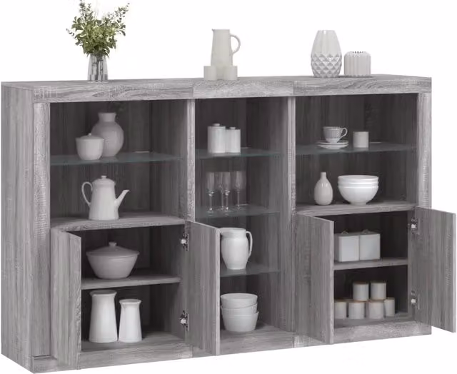 Credenza con Luci LED Grigio Sonoma 162x37x100 cm 3209175