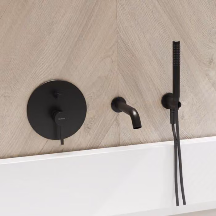 OLTENS: Sistema doccia per vasca da bagno con miscelatore a muro, soffione a stelo e bocchetta di scarico per vasca