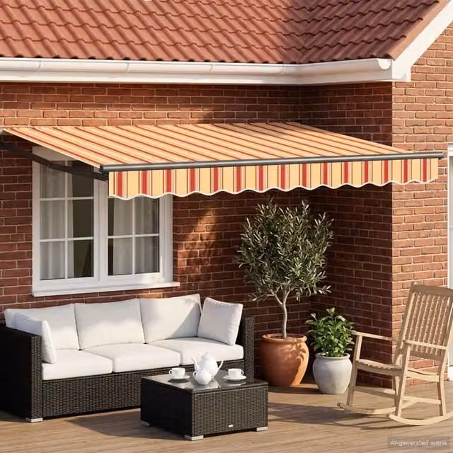 Tenda retrattile Giallo, Arancione e Bianco 3,5 x 2 m 3419140