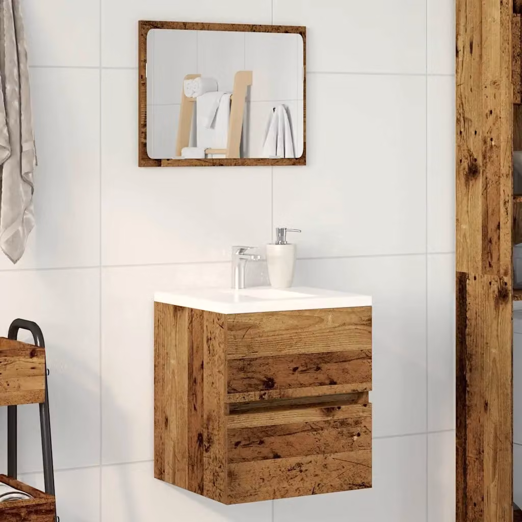 Mobile da bagno vidaXL in legno e metallo marrone con ante e cassetti L/P/H: 41 x 38,5 x 45 cm