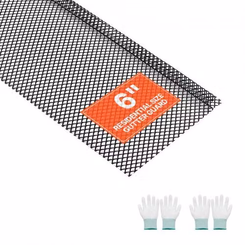 Set di 40 reti parafoglie per grondaia VEVOR in acciaio inossidabile nero, diametro 152,4 mm, lunghezza totale 91,44 m