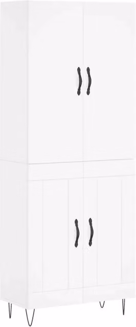 Credenza | Madia | Buffet da pranzo | Armadio da pranzo Bianca 69,5x34x180 cm in Legno Multistrato