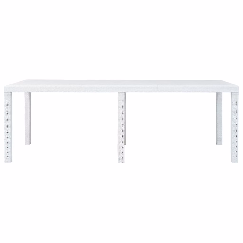 Tavolo da Giardino Bianco 220x90x72 cm in Plastica Stile Rattan