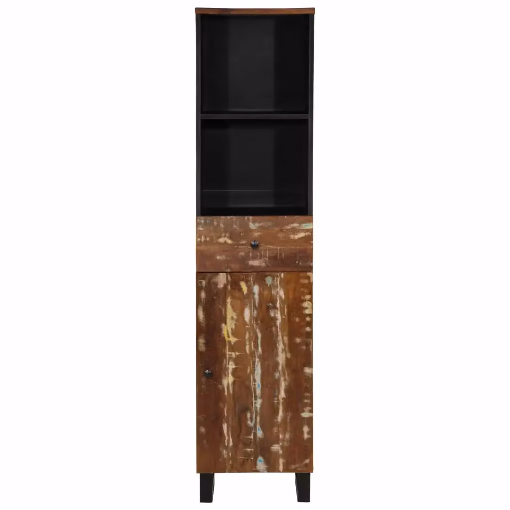 Armadio da bagno sospeso in legno massello marrone con ante e ripiani DESIGN IN L/P/H: 38 x 33 x 160 cm – 2
