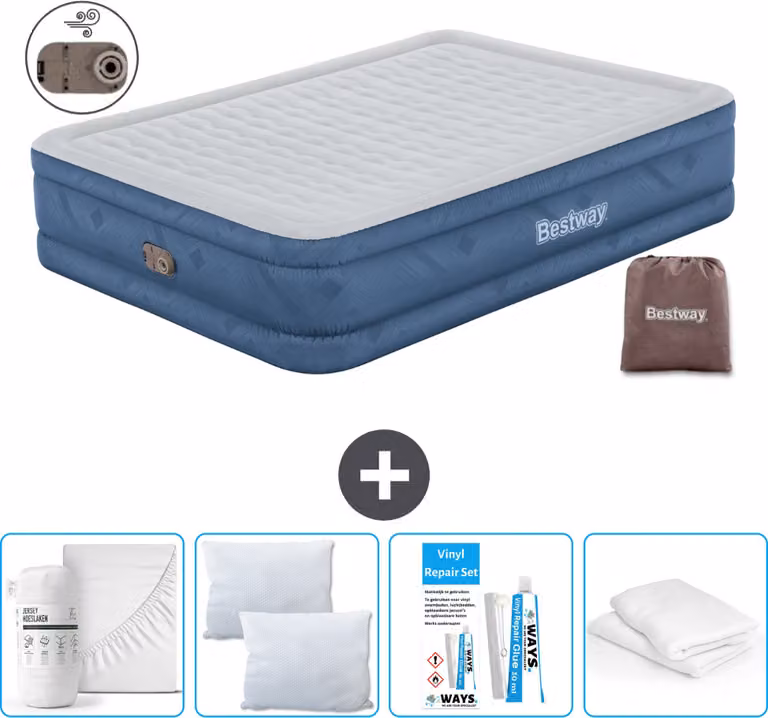 Materasso gonfiabile Bestway - 2 persone - 152 x 203 x 46 cm - Grigio - Accessori inclusi