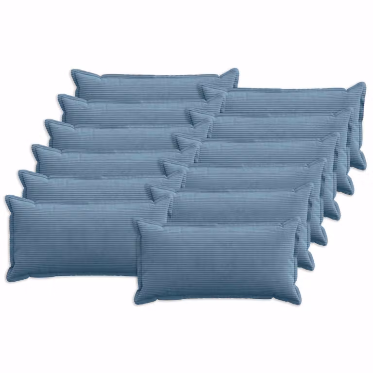 Set di 12 federe vidaXL HOUTEN in velluto a coste blu, L 40 cm x P 80 cm