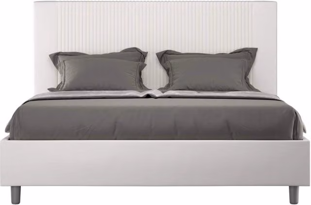 Letto matrimoniale king size con contenitore Ityhome Goya imbottito in similpelle bianco L: 170 cm x P: 190 cm