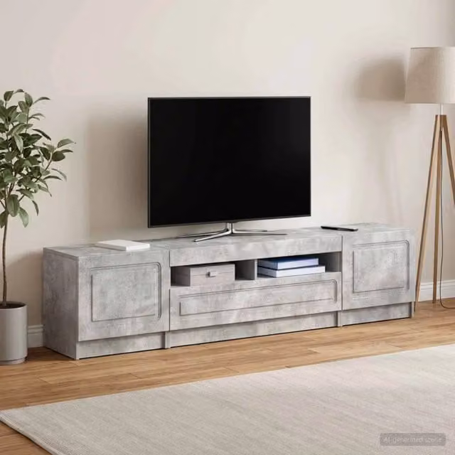 Mobile TV LED UTRECHT 3 pz Grigio Cemento Legno ingegnerizzato 3417003