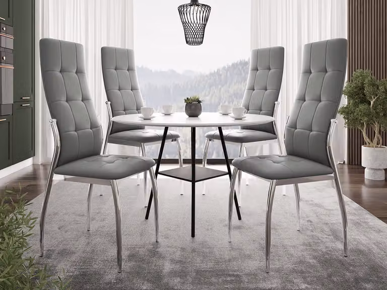 Set 4x sedia da pranzo imbottita BLARNEY - ecopelle grigia