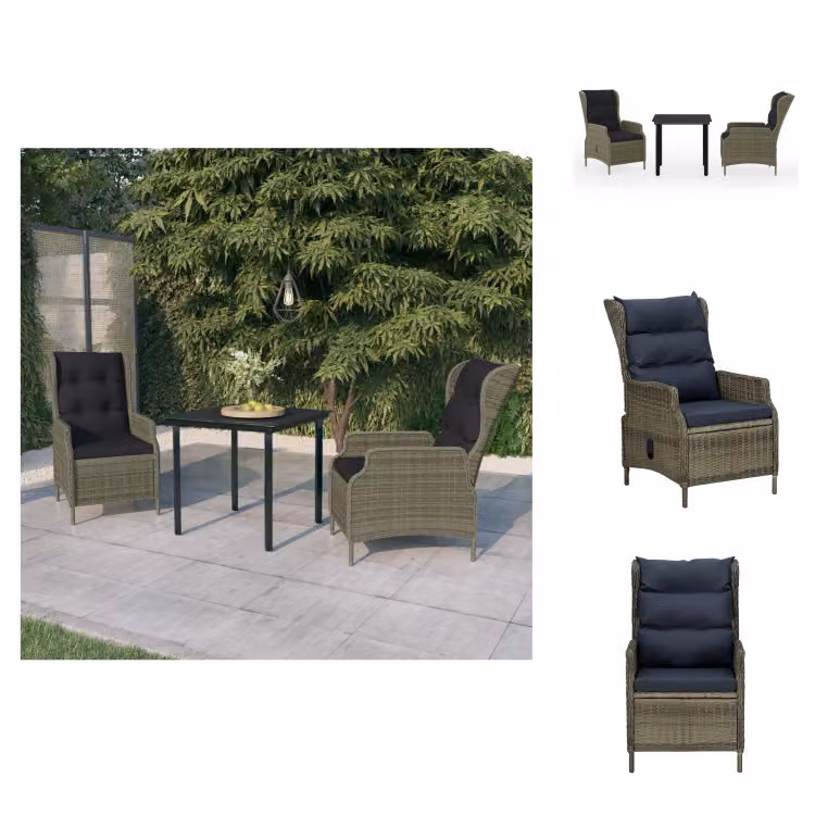 vidaXL Set da pranzo da giardino 3 pezzi marrone - Set di mobili da giardino