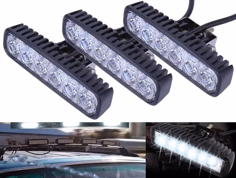 Greenmigo 3X 18W Fari da lavoro per auto, fari ausiliari a LED, barra luminosa a LED, impermeabile IP67