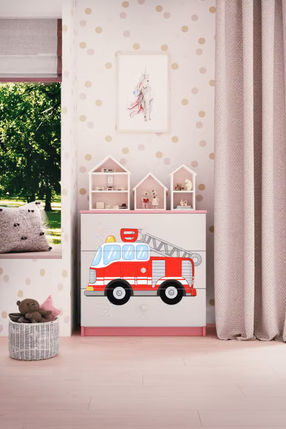 Cassettiera per bambini nel colore rosa Babydreams