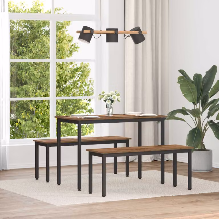 Panchina vidaXL in legno vecchio e metallo, colore marrone, L 110 x P 35 x H 45 cm
