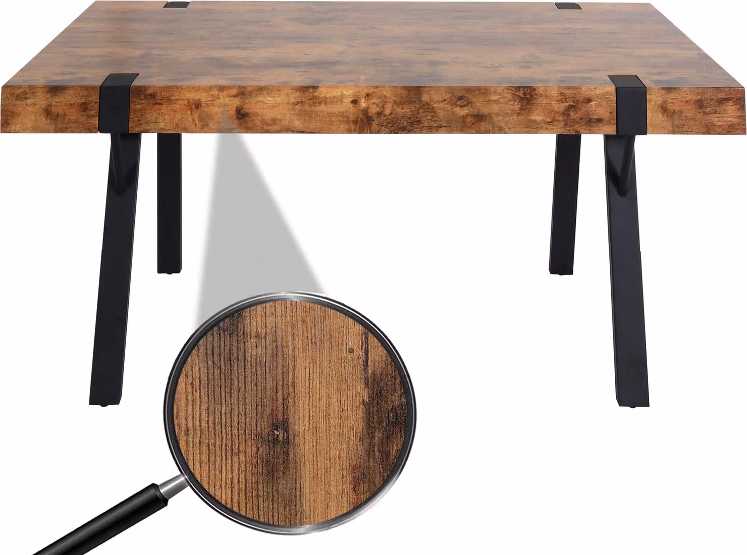 Tavolo da pranzo HWC-L54, tavolo da cucina tavolo da sala da pranzo, metallo industriale 150x90cm ~ rovere selvatico scuro
