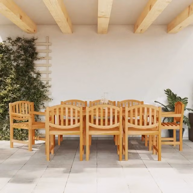 Set di 8 sedie da giardino vidaXL in legno massello di teak marrone con braccioli L/P/H: 58 x 59 x 88 cm