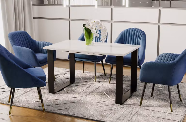 Endo-Möbel tavolo da pranzo Cora 130cm - 210cm tavolo da corsa allungabile tavolo da cucina in metallo (bianco lucido)