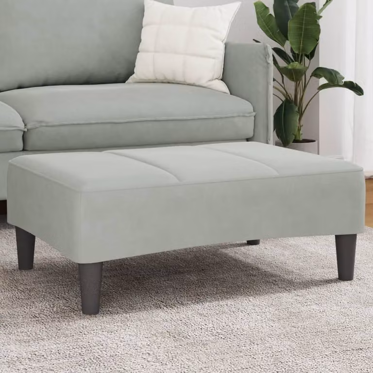 Poggiapiedi vidaXL in velluto grigio chiaro, L: 77 cm, P: 55 cm, H: 31 cm