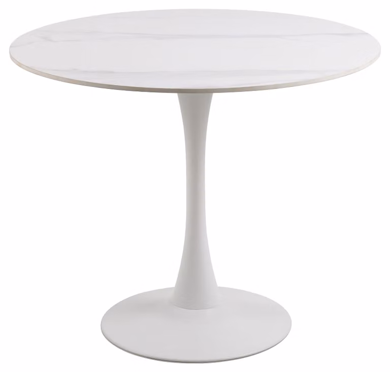 Tavolo rotondo da pranzo per 4 persone, piano in Vetroceramica, gambe a trombetta, diametro 90 cm, altezza 75 cm