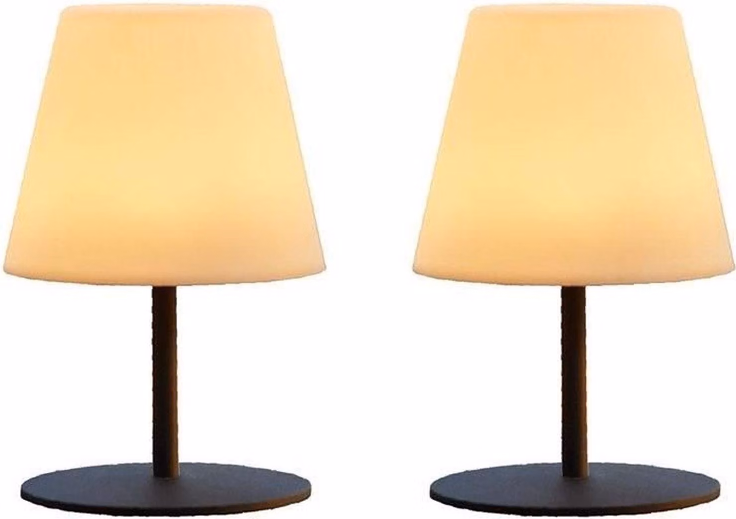 Pack of 2 cordless table lamps - LUMISKY - TWINS - H16 cm - Gray steel base - Warm white and white LED