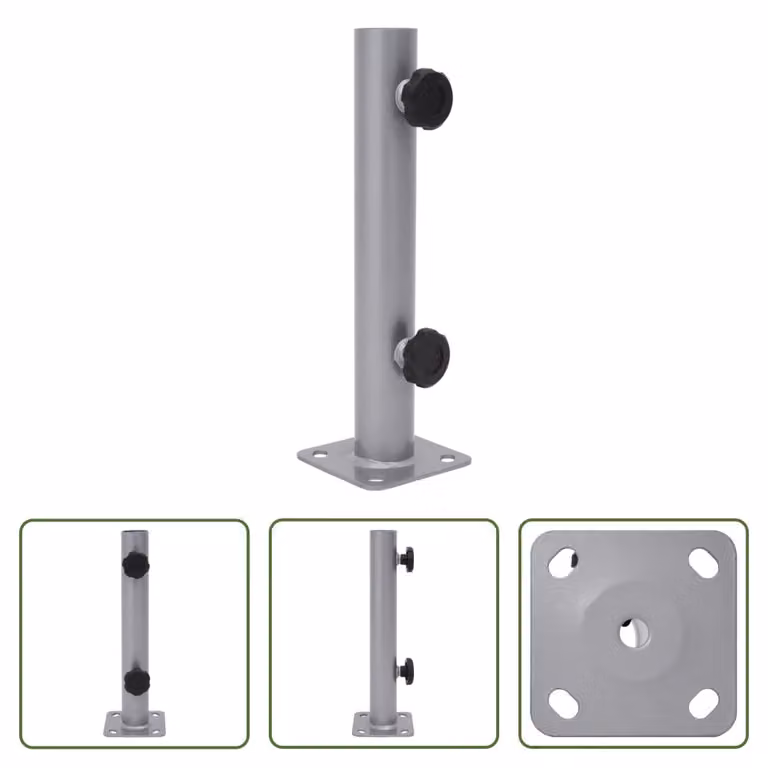 The Living Store Supporto per ombrellone per palo Ø32/34/38 mm in acciaio argento