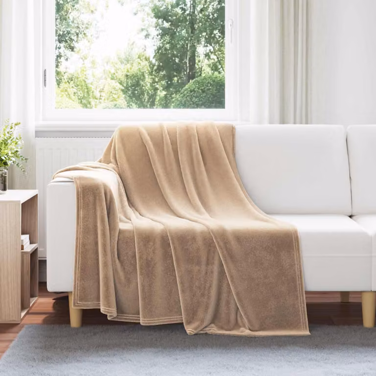 Set di 6 coperte in pile vidaXL color beige, L 150 x P 200 cm
