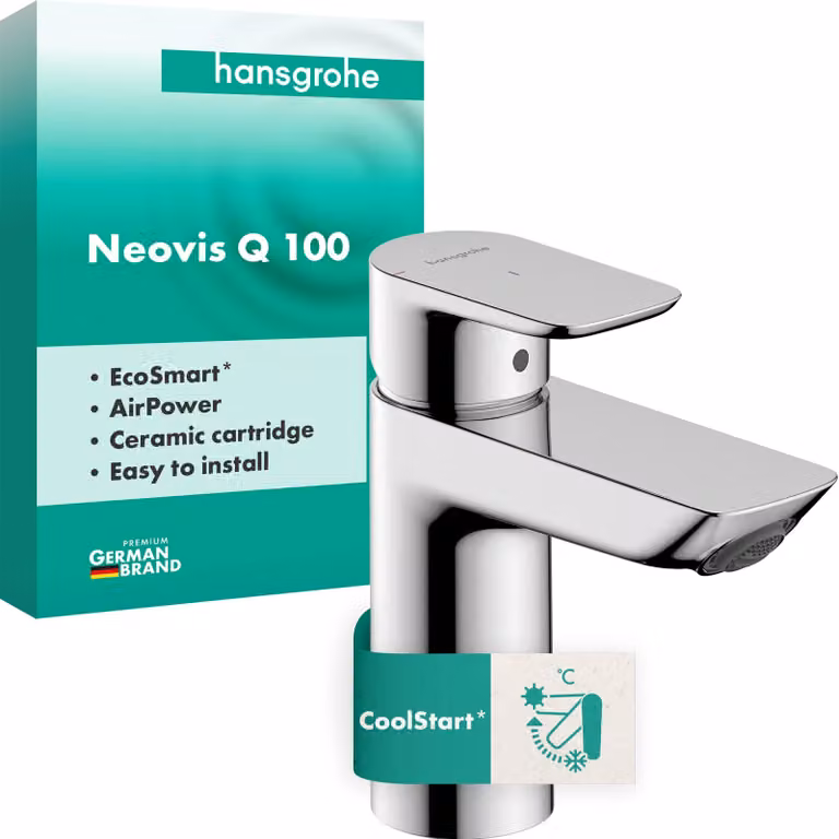 Miscelatore per lavabo, finitura cromata, portata massima di 5 litri al minuto, monoblocco, metallo