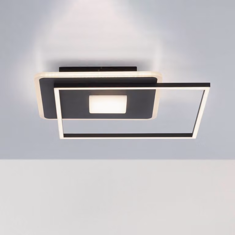 JUST LIGHT. GmbH Plafoniera a LED Domino, Nero, Soggiorno / Sala da pranzo, Metallo, Moderno, Plafoniera LED
