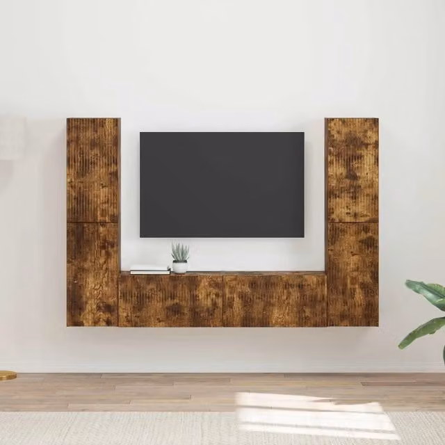 Set mobile TV 6 pz Rovere Fumo Legno ingegnerizzato 3409110