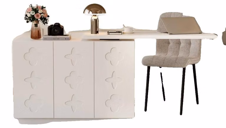 Scrivania angolare, design a L, versatile per l'ufficio in casa e il salone, bianca