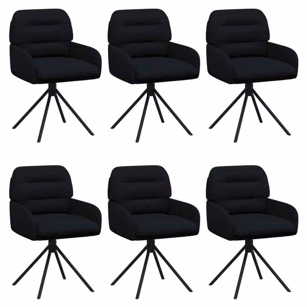 Set di 6 sedie da pranzo girevoli vidaXL in similpelle nero, design moderno per cucina e sala da pranzo, L: 59 cm, P: 59,5 cm, H: 90 cm – 2