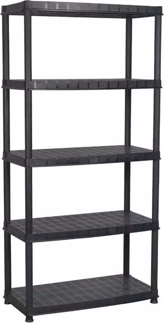Scaffale portaoggetti a 5 ripiani 85 x 40 x 185 cm Plastica nera 02_0045707