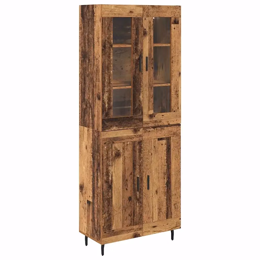 Set di 2 credenze moderne vidaXL in legno e metallo color marrone, L: 69,5 cm, P: 34 cm, H: 180 cm – 2