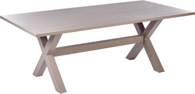 Tavolo da pranzo per esterno con piano a doghe in alluminio grigio 200 x 105 cm rettangolare per esterno moderno industriale