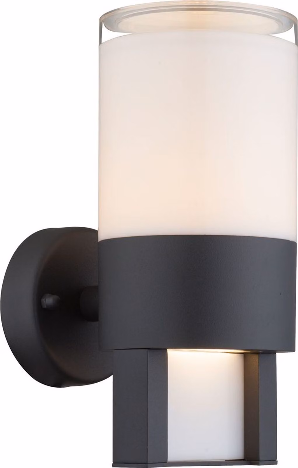 Globo Lighting lampada da esterno in alluminio pressofuso grigio, plastica opale, trasparente, direzione della luce: verso l'alto e verso il basso, IP44, LxH: 100x225mm, AL: 150mm, incl. LED 11,5W 230V, sorgente 1229lm, potenza 741lm, 3000K
