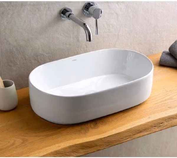 Lavabo ovale da appoggio senza foro LY 53x31,5x14 cm