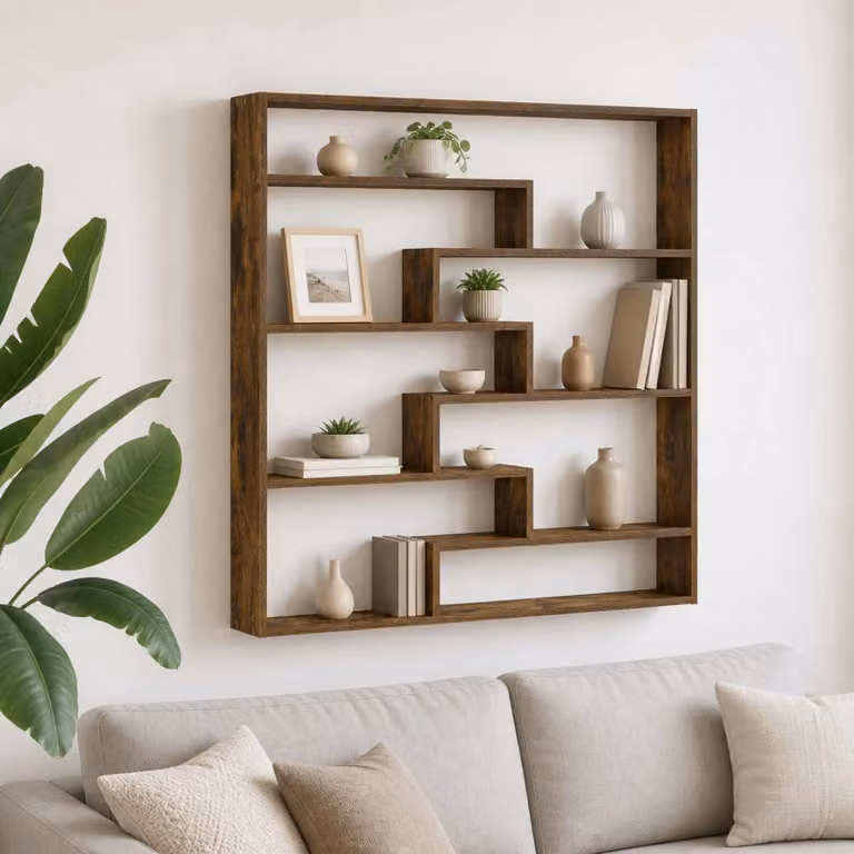 Scaffale da parete moderno vidaXL in legno Rovere Fumo, L: 103 cm, P: 17 cm, H: 102 cm