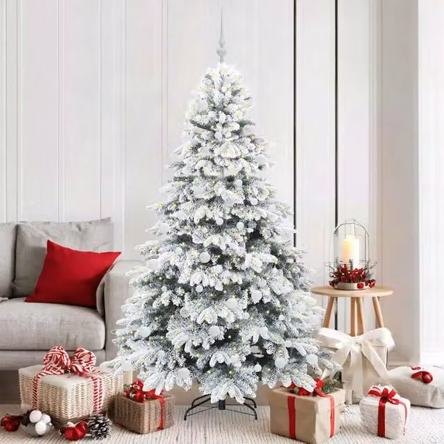 Albero di Natale artificiale bianco vidaXL con 300 LED luce calda in PE e PVC, Altezza: 180 cm