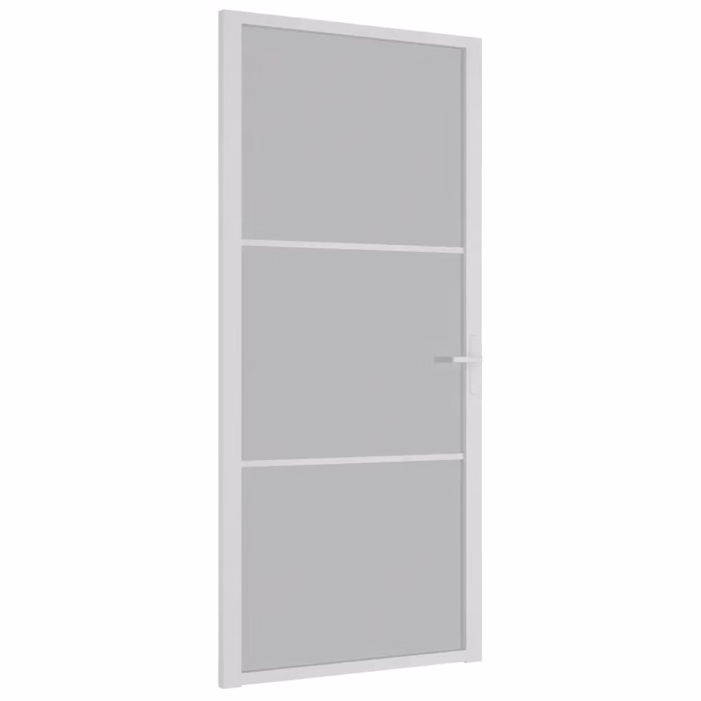 Porta Interna Scorrevole vidaXL in Alluminio e Vetro Trasparente Bianco Opaco L: 93 cm, H: 201,5 cm – 2