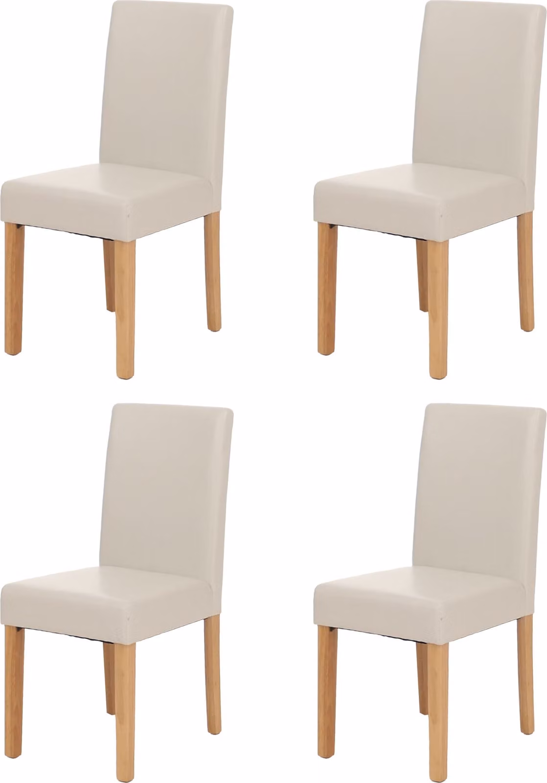 set di 4 sedie per sala da pranzo Sedia da cucina Littau ~ pelle, gambe bianche chiare