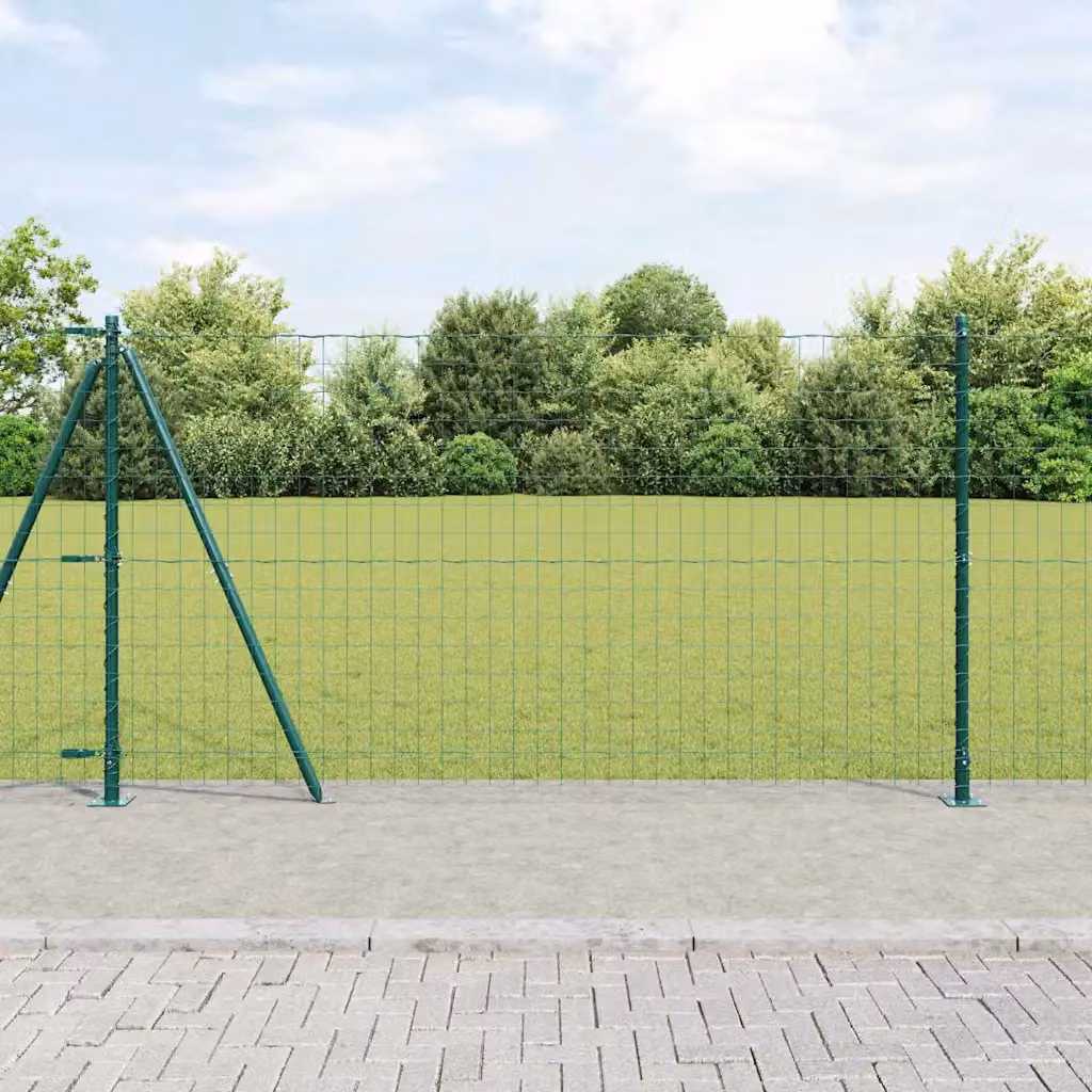 Recinzione Euro vidaXL con Base in Calcestruzzo Verde in Acciaio Rivestito in PVC L: 10 m, H: 1,2 m