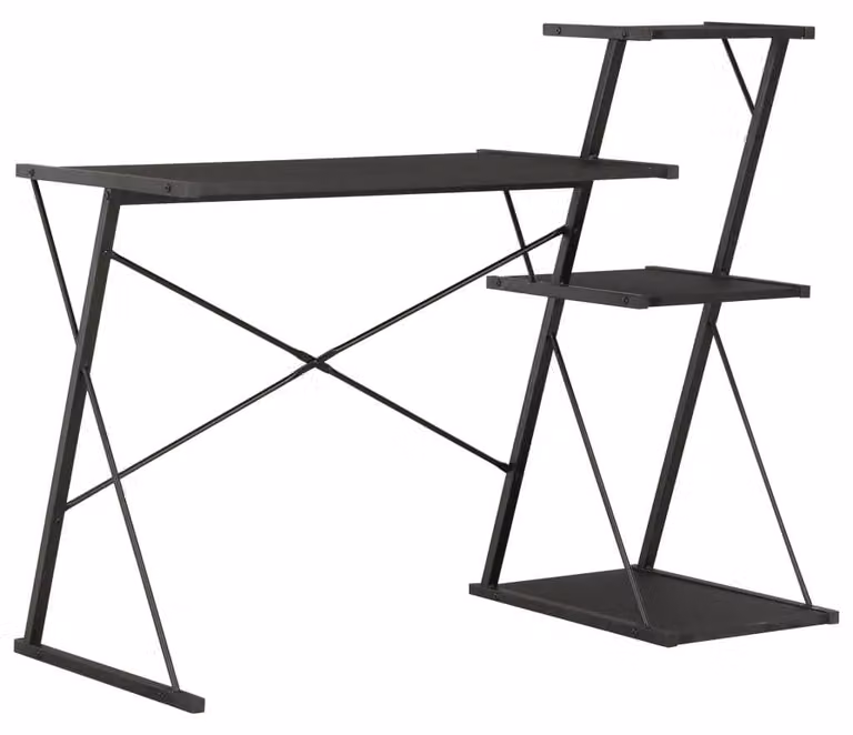 Scrivania moderna con piano in nero, dimensioni 116x50x93 cm