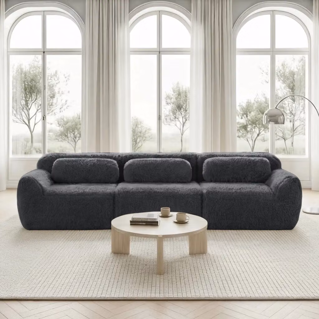 Divano angolare modulare MIVRAY in tessuto grigio con design moderno e reversibile per il tuo soggiorno – 2