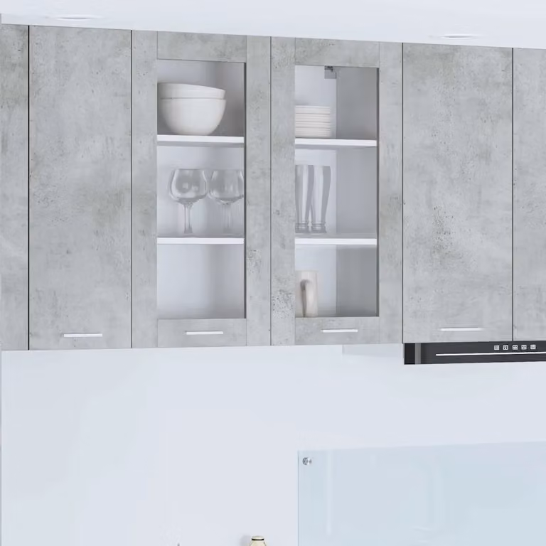 Armadio pensile da cucina vidaXL con ante in vetro, Grigio, L: 80 cm, P: 31 cm, H: 80 cm