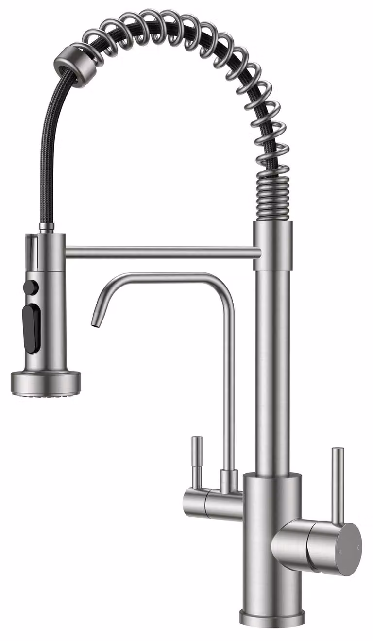 Miscelatore da cucina a tre vie con rubinetto per acqua potabile, 2-in-1, estraibile, con 3 modalità, rotazione a 360°