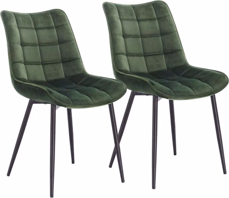 Happyment Luxe sedie da sala da pranzo - velluto verde - sedia da soggiorno - sedia da cucina - set di 2 sedie da cucina