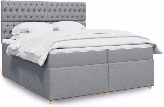 Letto Ibrido vidaXL con Materasso Grigio e Bianco, Struttura in Legno di Pino con Illuminazione Sotto il Letto e Porta USB, L/P: 200 x 200 cm