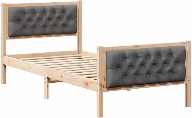Letto singolo | Letto per adulti | Struttura del letto Grigio scuro 90 x 200 cm Pino massello