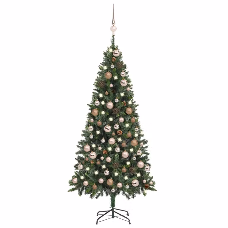 The Living Store Albero di Natale artificiale con luci, pigne e baubles 180 cm