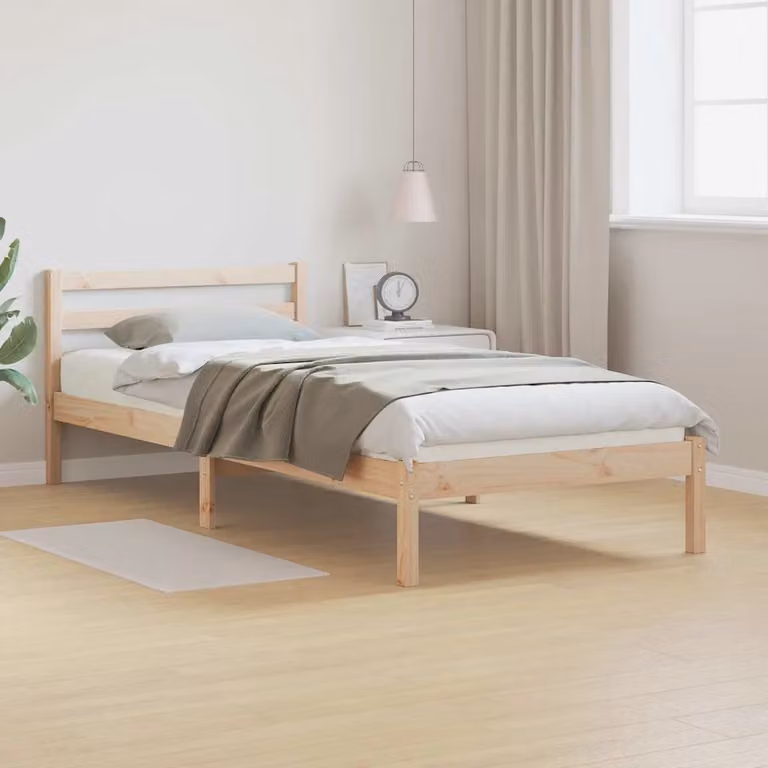 Struttura del letto con testiera vidaXL in legno di pino marrone L: 215,5 cm, P: 85,5 cm, H: 69,5 cm