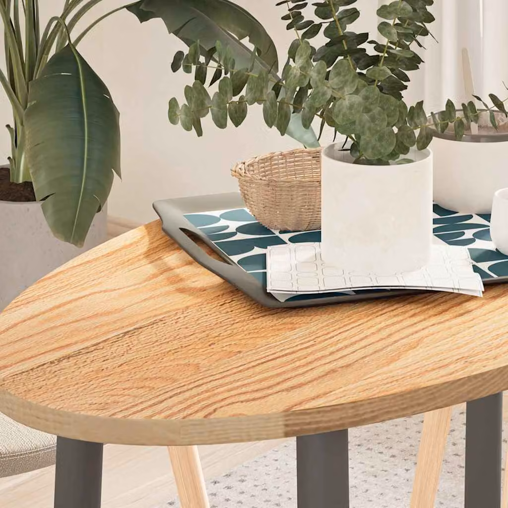 Piano per tavolo ovale in rovere massello vidaXL, colore marrone, L: 100 cm, P: 50 cm, H: 2 cm